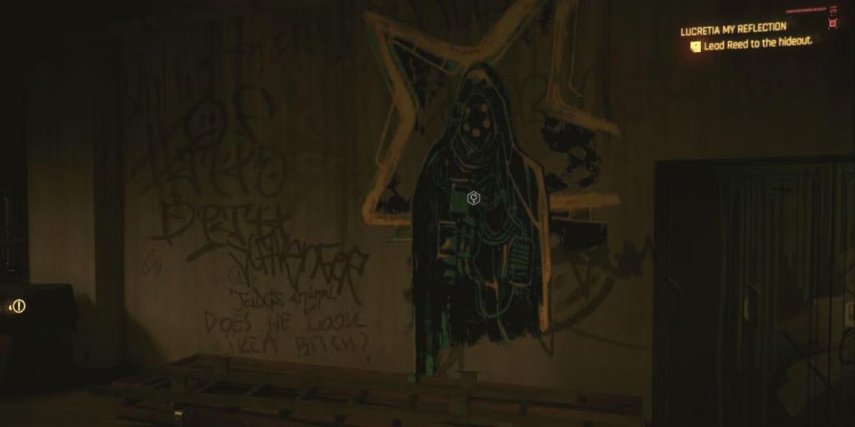 Таро с граффити на стене. Фото: Cyberpunk 2077: Phantom Liberty