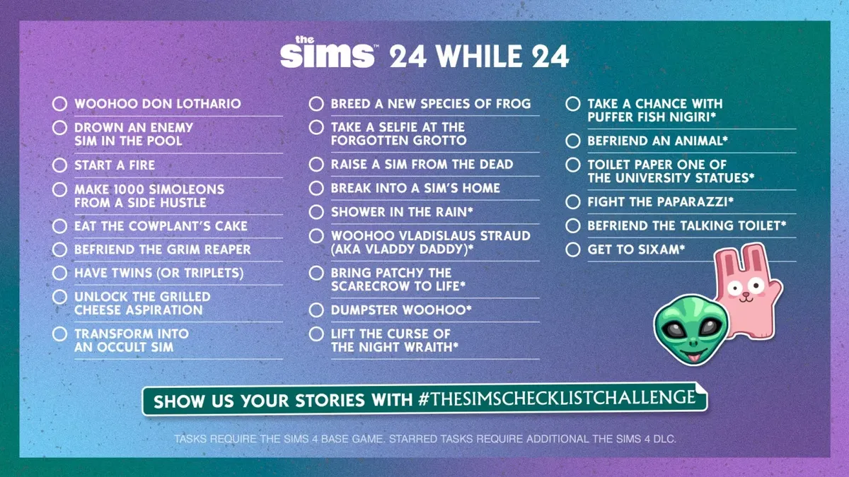 Опубликован челлендж от The Sims: «24 на 24» — 64 бита