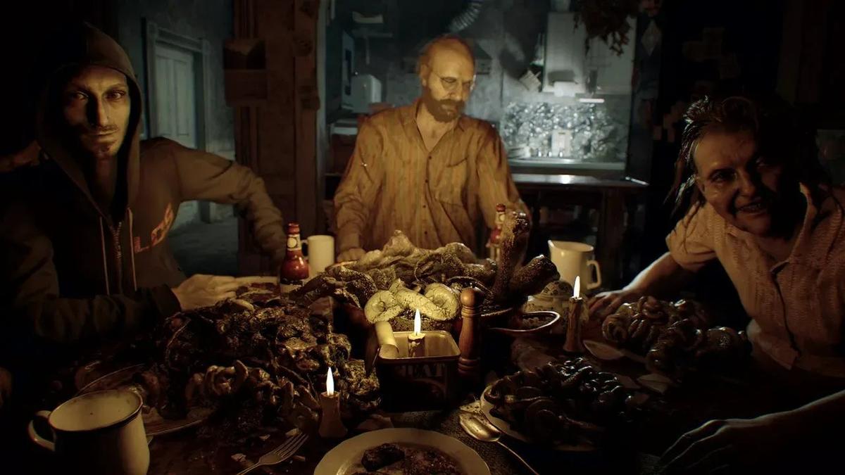 Итан Уинтерс противостоит зараженной семье Бейкеров. Фото: Resident Evil 7: Biohazard