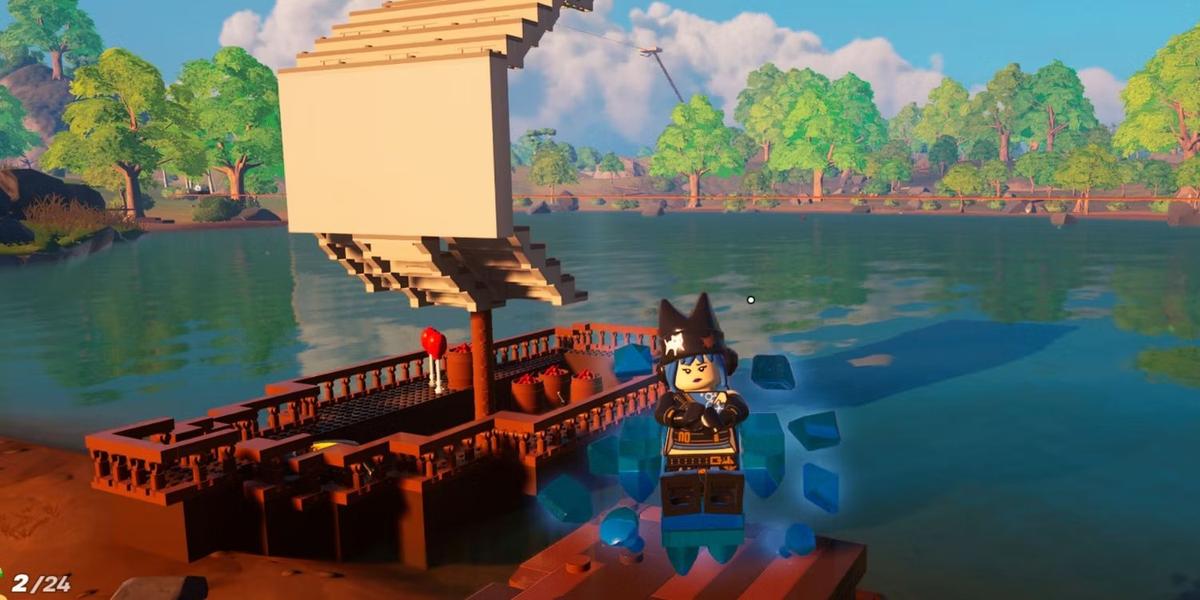 Лодка в игре позволяет игрокам легко передвигаться по воде, и быстро. Фото: LEGO Fortnite