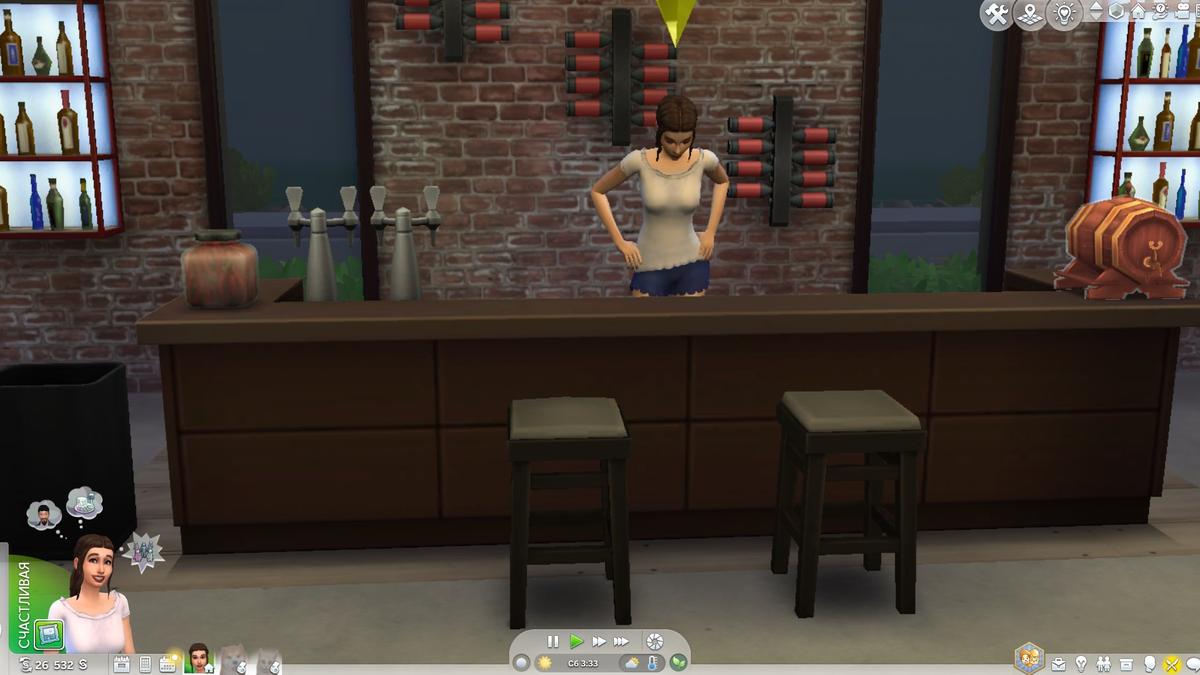 Práce v baru. Foto: The Sims 4